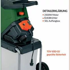Gardebruk Messerhäcksler DBHC001 2500W Elektrisch 40 Mm Aststärke 50L Auffangbox Gartenhäcksler Häcksler Schredder Holz -Häcksler Verkäufe 18474450 4