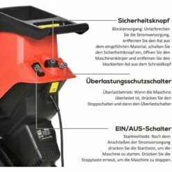 Outsunny Gartenhäcksler 2500 Watt Walzenhäcksler Rot+Schwarz -Häcksler Verkäufe 41578933 5