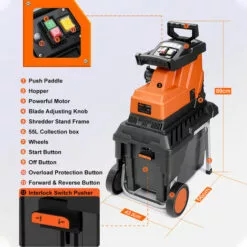 TOPSHAK WS1 Elektrischer Gartenhäcksler 2800W Holzhäcksler 45MM Max. Schnittdurchmesser 55L Pflanzenzweig Häcksler Mit Rädern -Häcksler Verkäufe 42900176 4