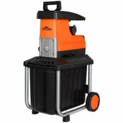 TOPSHAK WS2 Elektrischer Gartenhäcksler 2800W Holzhäcksler 45MM Max. Schnittdurchmesser 60L Pflanzenzweig Häcksler Mit Rädern