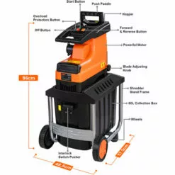 TOPSHAK WS2 Elektrischer Gartenhäcksler 2800W Holzhäcksler 45MM Max. Schnittdurchmesser 60L Pflanzenzweig Häcksler Mit Rädern -Häcksler Verkäufe 51782408 4