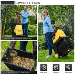 GIZCAM Gartenhäcksler Walzenhäcksler 2800W Elektrohäcksler Häcksler Schredder Gelb -Häcksler Verkäufe 67676449 3