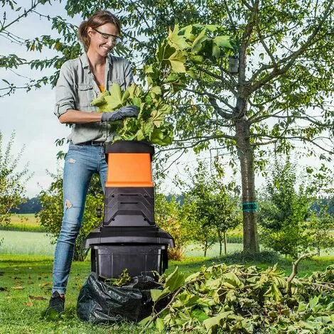JOORRT Garden Shredder 2500W, Low Noise Electric Garden Shredder, Adjustable Cutting Size, Max.45mm Cutting Capacity, 55L Collection Box, Garden Chippers With Wheels 7 JOORRT Garden Shredder 2500W, Low Noise Electric Garden Shredder, Adjustable Cutting Size, Max.45mm Cutting Capacity, 55L Collection Box, Garden Chippers With Wheels – Bild 5