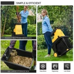 FEMOR Elektrischer Pflanzenhäcksler, 2800 W Pflanzen- Und Ästezerkleinerer, 45 Mm Max. Schnittdurchmesser, 55 L, Sehr Leise, Mit Rädern -Häcksler Verkäufe 68686647 4